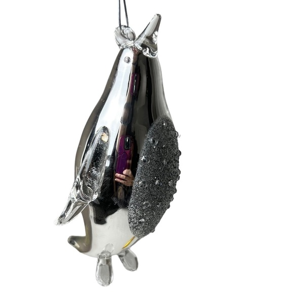 Penguin Macy's Holiday Lane Ornament Silver Bells Glass Penguin Swimming Penguin - Picture 5 of 10